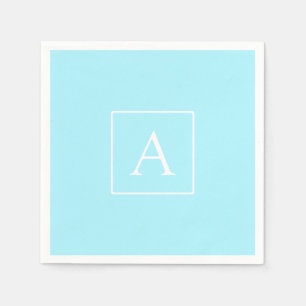 Serviette En Papier Monogramme bleu ciel simple
