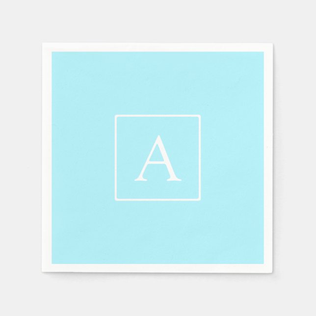 Serviette En Papier Monogramme bleu ciel simple (Devant)
