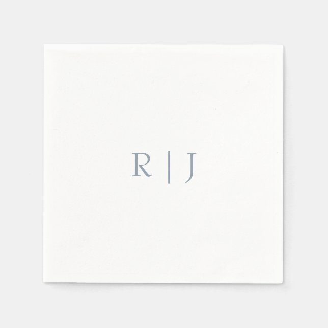 Serviette En Papier Monogramme bleu poussiéreux Initiales Mariage mini (Devant)