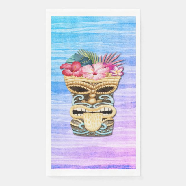 Serviette En Papier Monogramme Blue Tiki Bar Party (Devant)