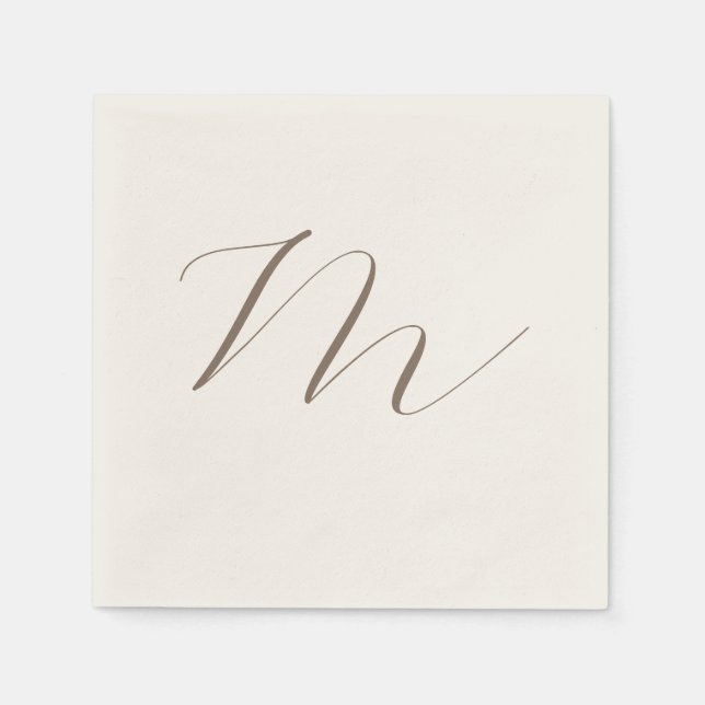 Serviette En Papier Monogramme calligraphie Plaque unique moderne (Devant)