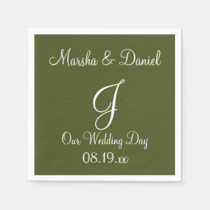 Serviette En Papier Monogramme Camo Vert simple couleur papier Napk