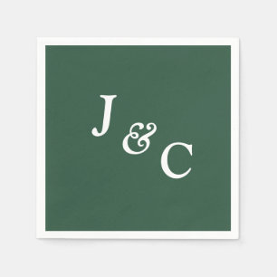 Serviette En Papier Monogramme classique Emerald Green Mariage Napkin