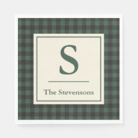 Monogramme classique vert noir de bison tartan pla