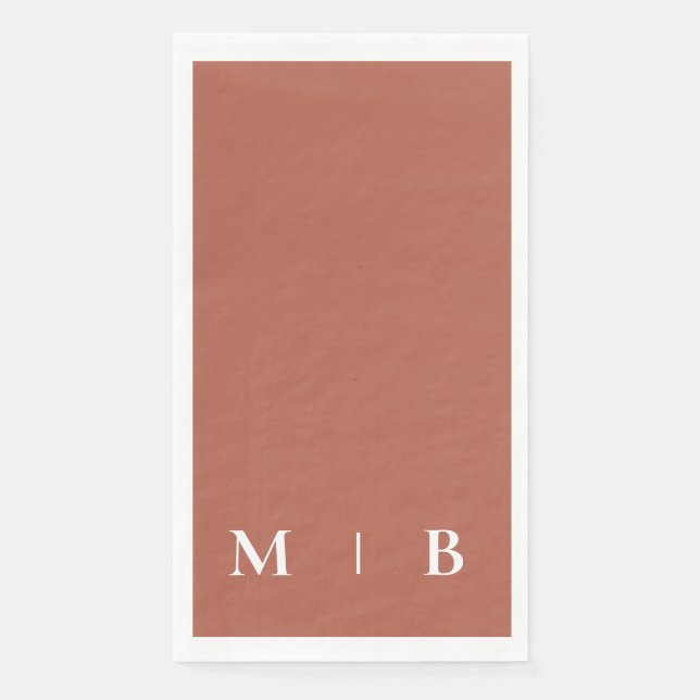 Serviette En Papier Monogramme Contemporain Cannelle (Devant)