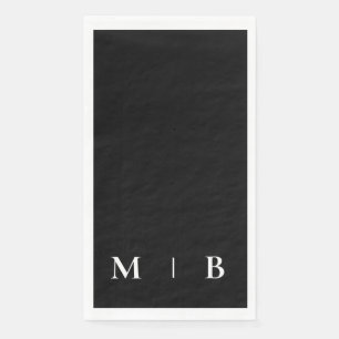 Serviette En Papier Monogramme Contemporain Noir & Blanc
