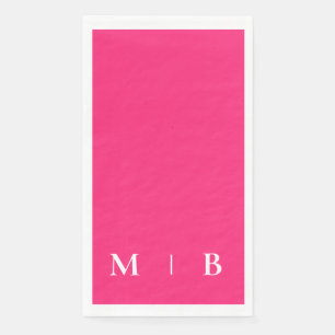 Serviette En Papier Monogramme Contemporain Rose & Blanc