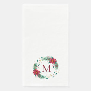 Serviette En Papier Monogramme Couronne de Noël Guest Serviettes en pa