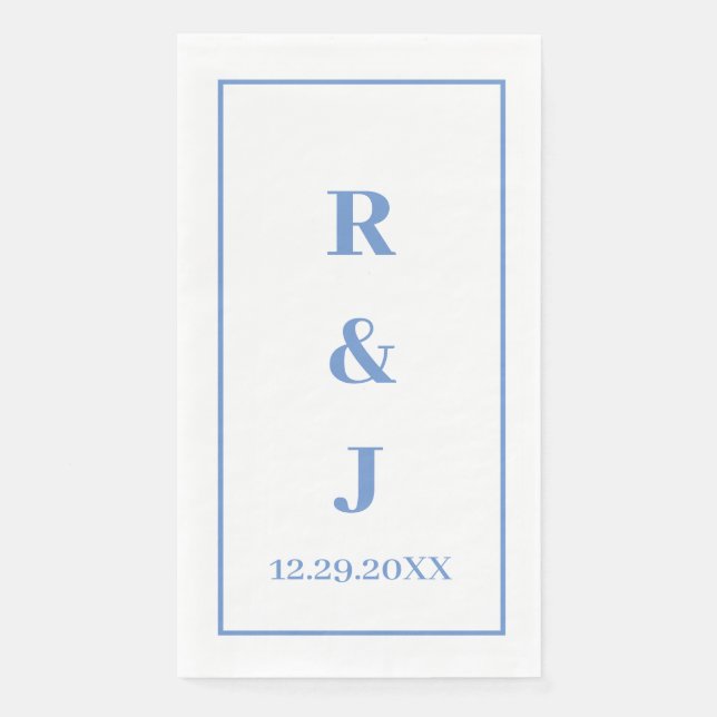 Serviette En Papier Monogramme Custom Couple Nom Cornflower Blue (Devant)
