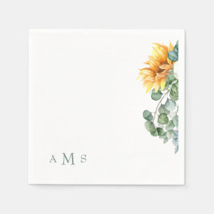 Serviette En Papier Monogramme d'arpentage en cascade des tournesols