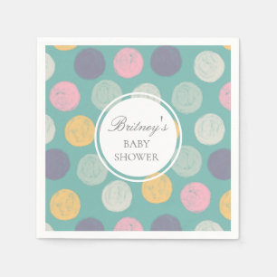 Serviette En Papier monogramme de baby shower pastel coloré