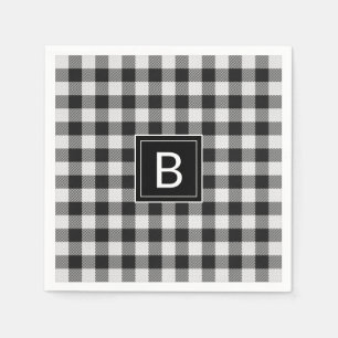Serviette En Papier Monogramme de Buffle noir et blanc tendance