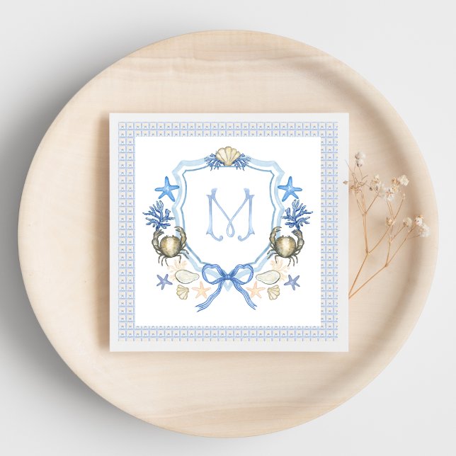 Serviette En Papier Monogramme de calligraphie de crabe grandmillénair (Créateur téléchargé)