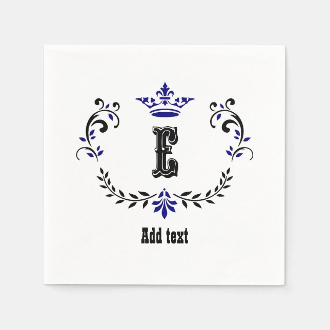 Serviette En Papier Monogramme de couronne 'E' (Devant)