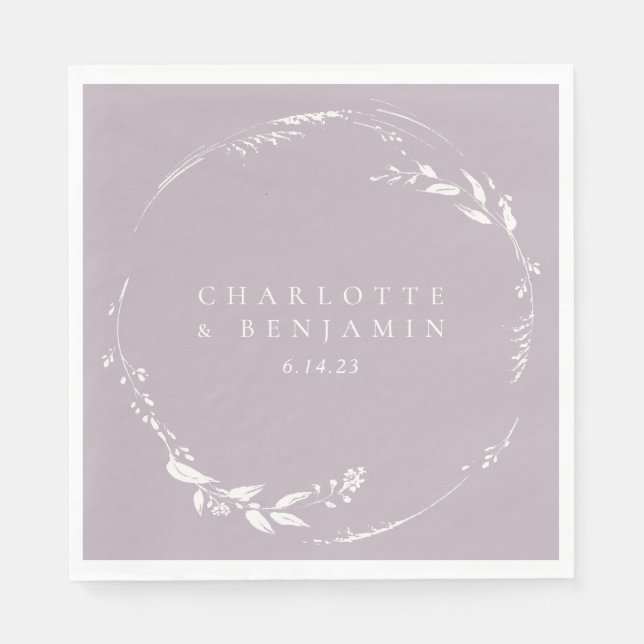 Serviette En Papier Monogramme de couronne florale Dusty Lilac Personn (Devant)