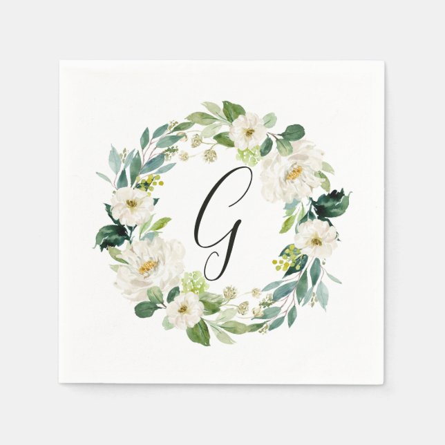 Serviette En Papier Monogramme de germe blanc (Devant)