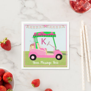 Serviette En Papier Monogramme de golf rose pour l'anniversaire des fe