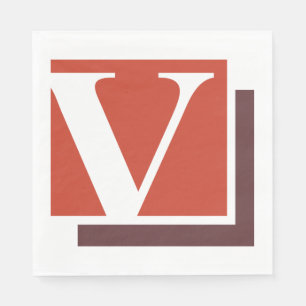 Serviette En Papier Monogramme de lettre V minimaliste gras