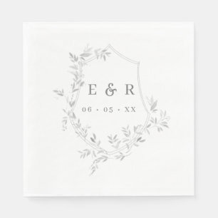 Serviette En Papier Monogramme de mariage classique à feuilles