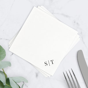 Serviette En Papier Monogramme de mariage couleur blanc et noir