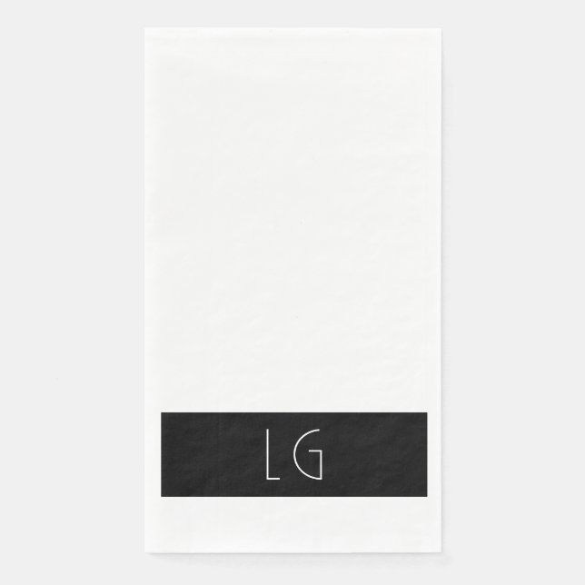 Serviette En Papier Monogramme de mariage minimal noir et blanc modern (Devant)