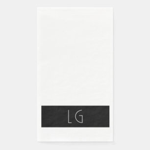 Serviette En Papier Monogramme de Mariage noir minimaliste moderne