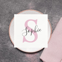Monogramme de nom personnalisé rose moderne