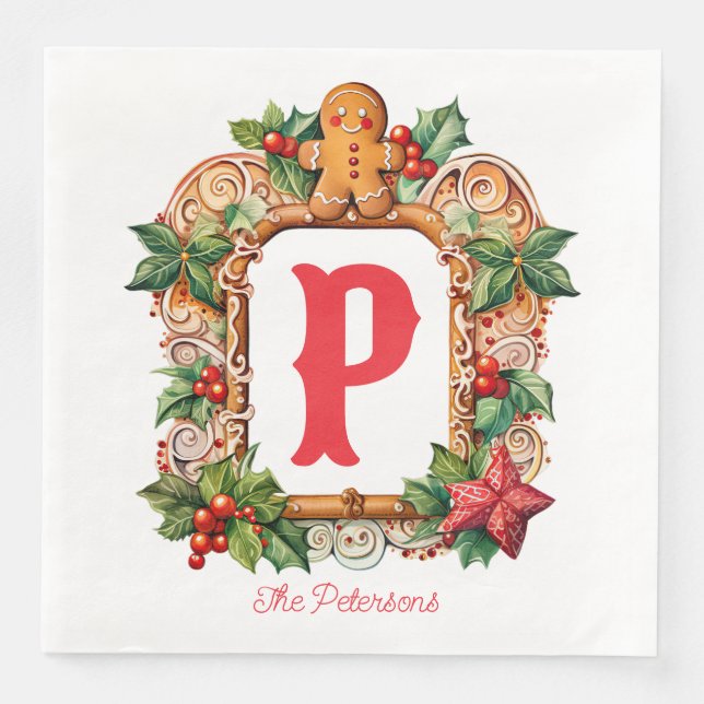 Serviette En Papier Monogramme de pain d'épices doux (Devant)