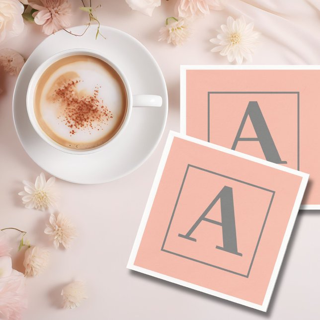 Serviette En Papier Monogramme de pêche (Créateur téléchargé)