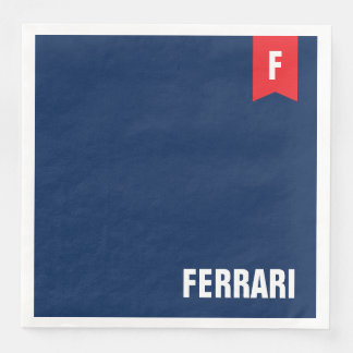 Serviette En Papier Monogramme de réunion de famille rouge blanc et bl