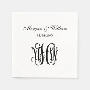 Serviette En Papier Monogramme de script noir do-it-yourself BG