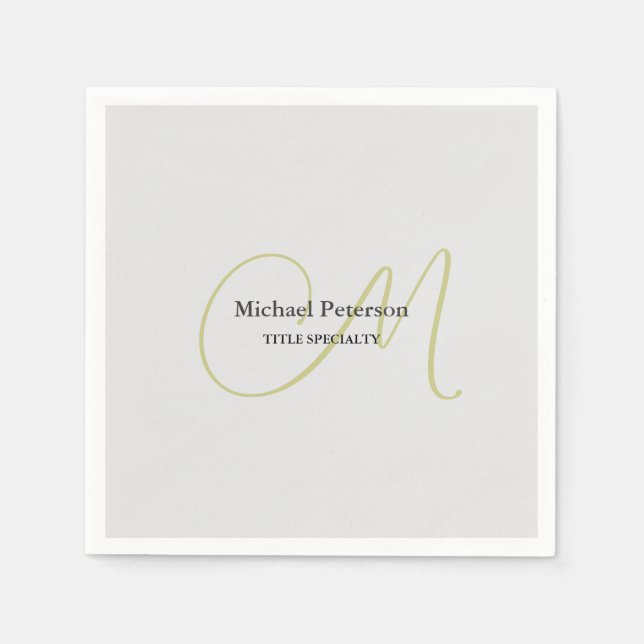 Serviette En Papier Monogramme de script sophistiqué initial moderne (Devant)