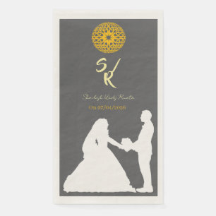 Serviette En Papier Monogramme de silhouette de couple de mariage pers