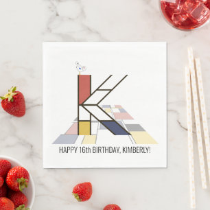 Serviette En Papier Monogramme de style néoplasticisme frappant. Lettr