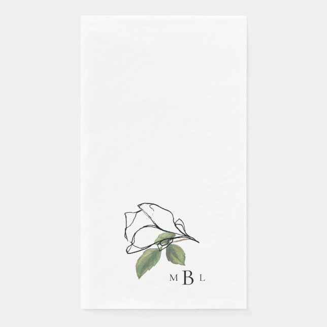 Serviette En Papier Monogramme de tige dessinée à la main contemporain (Devant)