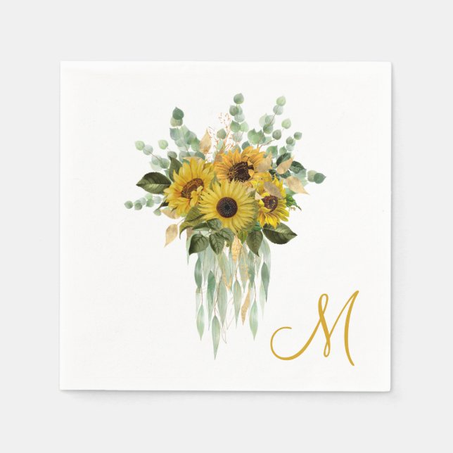 Serviette En Papier Monogramme de tournesol (Devant)