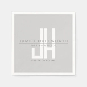 Serviette En Papier Monogramme d'entreprise moderne   Gris