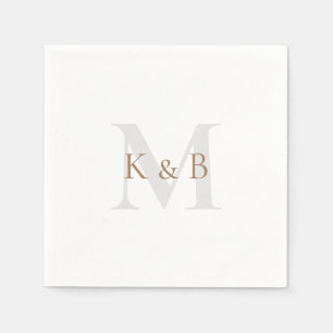 Serviette En Papier Monogramme d'or et gris blanc Cocktail serviettes