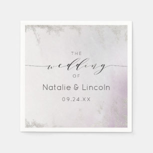 Serviette En Papier Monogramme du Mariage d'huile d'argent violet Ombr