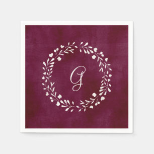 Serviette En Papier Monogramme élégant de Marsala   avec la guirland