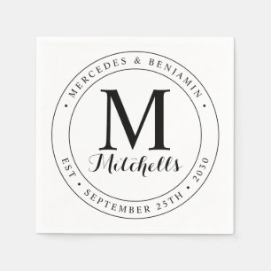 Serviette En Papier Monogramme élégant moderne Mariage personnalisé