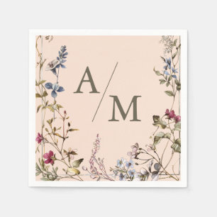 Serviette En Papier Monogramme Elegant Vintage Floral Mariage