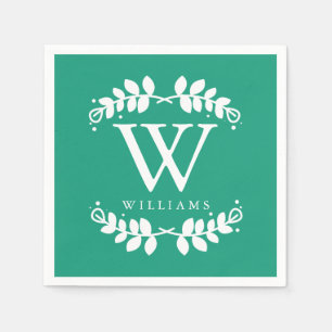 Serviette En Papier Monogramme Emerald Green