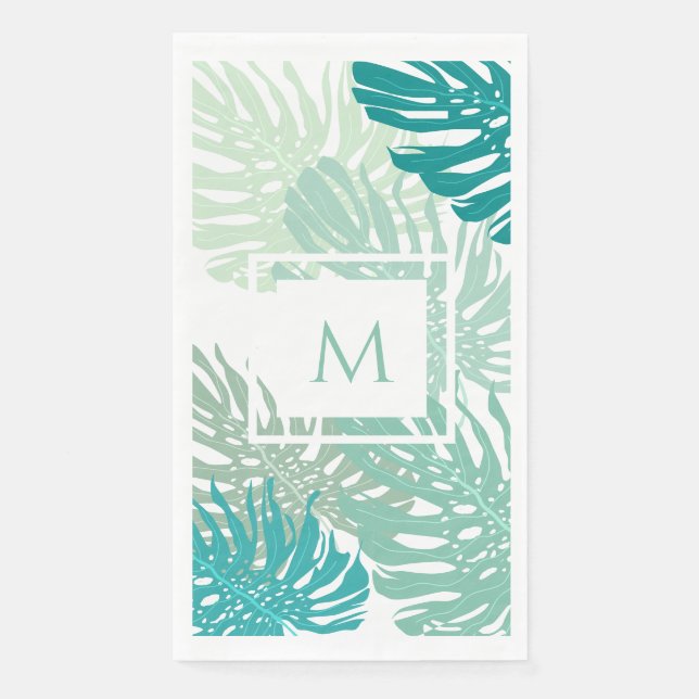 Serviette En Papier Monogramme Feuille de palme de Grenier Tropical mo (Devant)