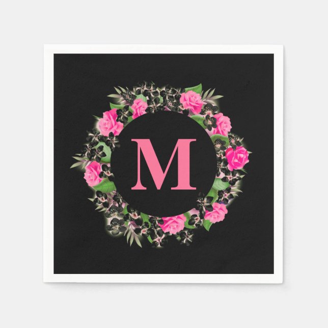 Serviette En Papier Monogramme floral (Devant)