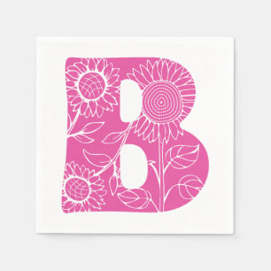 Serviette En Papier monogramme floral B lettre majuscule