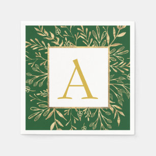 Serviette En Papier Monogramme Floral Mariage Élégant Moderne