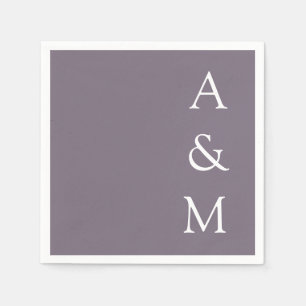 Serviette En Papier Monogramme gras minimaliste Boho Dusty violet Mari