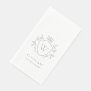 Serviette En Papier Monogramme gris élégant classique Cimier de couron