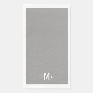 Serviette En Papier Monogramme gris et blanc contemporain